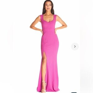 Dress The Population Side Slit Gown in Hibiscus Pink NWT Size XX-Large